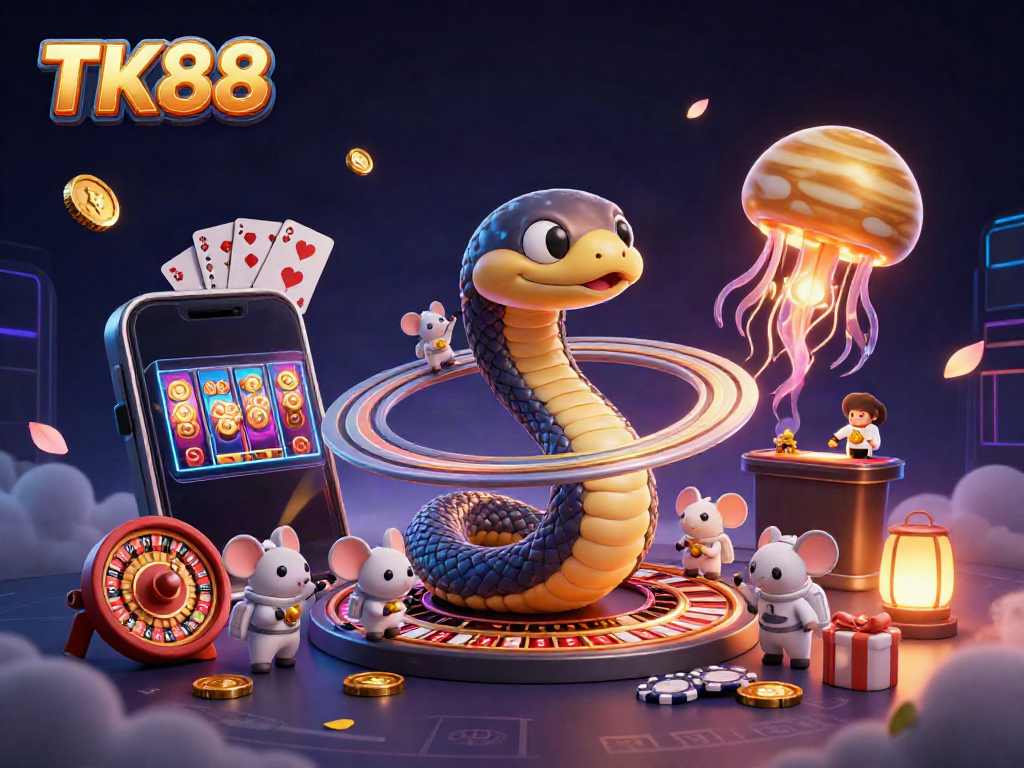 TK88 players placing bets on a cosmic roulette wheel with vibrant casino elements