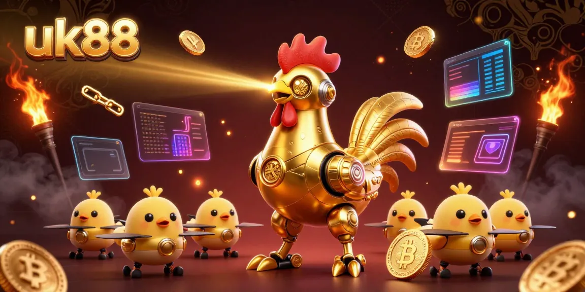 Engage with uk88's thrilling online gaming world through this vibrant illustration.