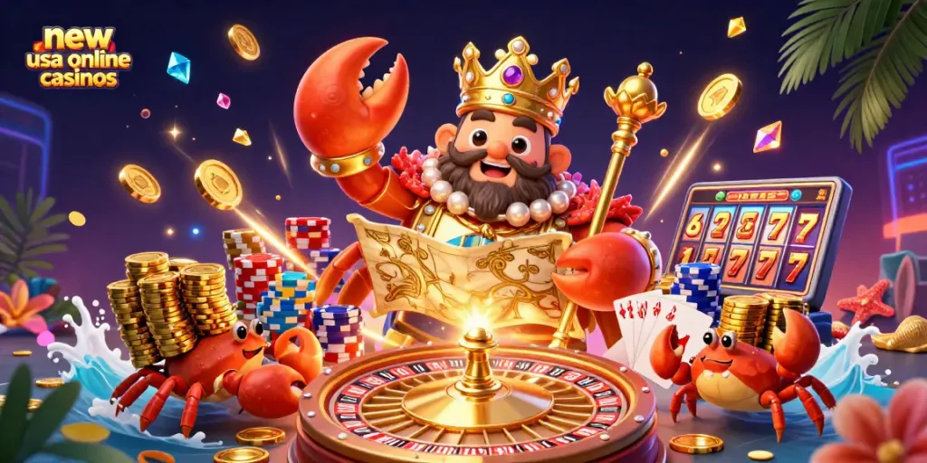 Experience thrilling gameplay at new usa online casinos with our vibrant 3D casino illustration.