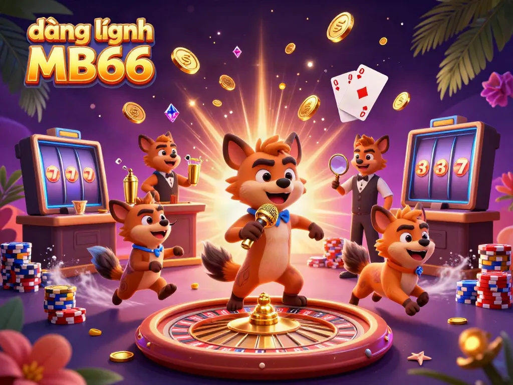 Experience the excitement of đăng nhập MB66 at a vibrant cartoon casino with hyena characters.