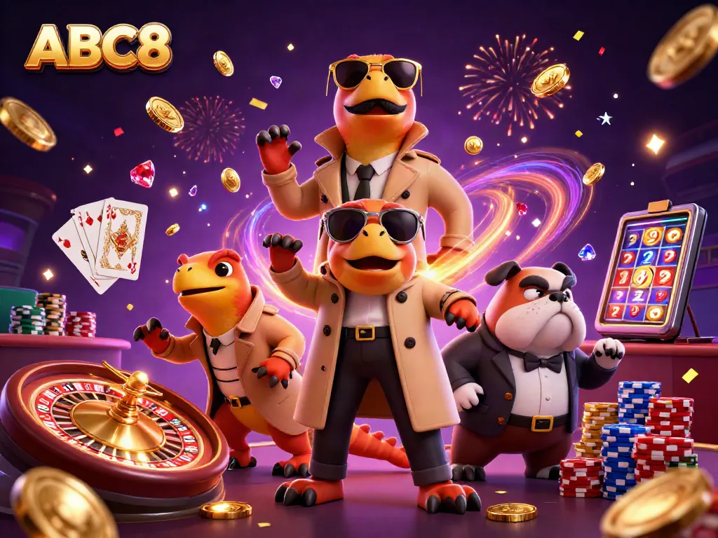 Experience gambling excitement at ABC8 with playful raptors in a casino scene full of action.