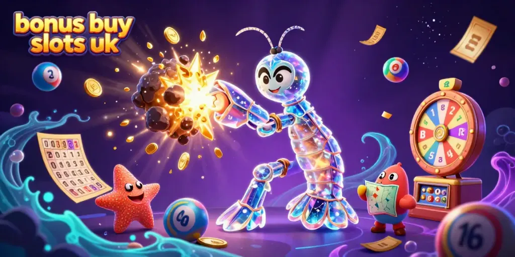 Experience thrilling gameplay with bonus buy slots uk in this vivid 3D scene showcasing a galactic sushi warrior in action.