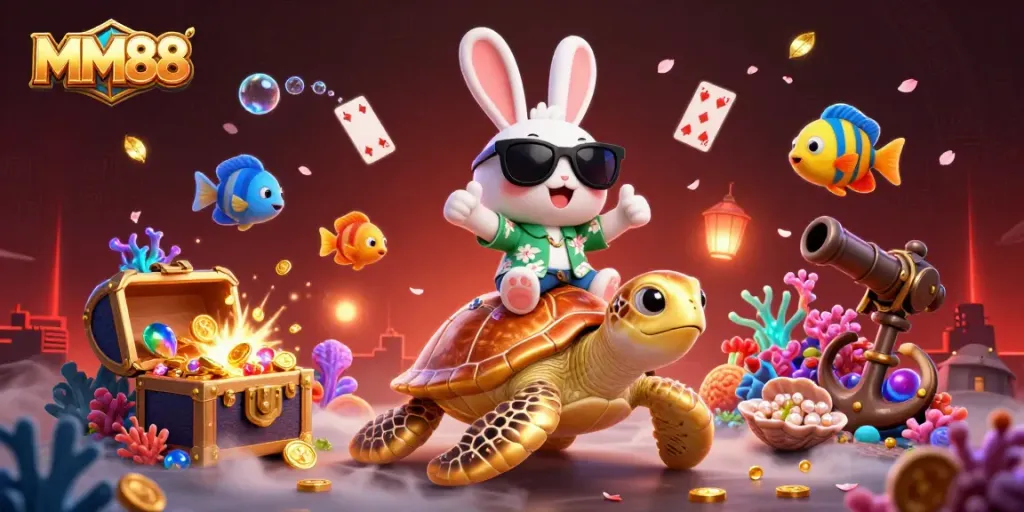 Play and win big at MM88 casino with vibrant 3D illustrations and exciting ocean-themed games.