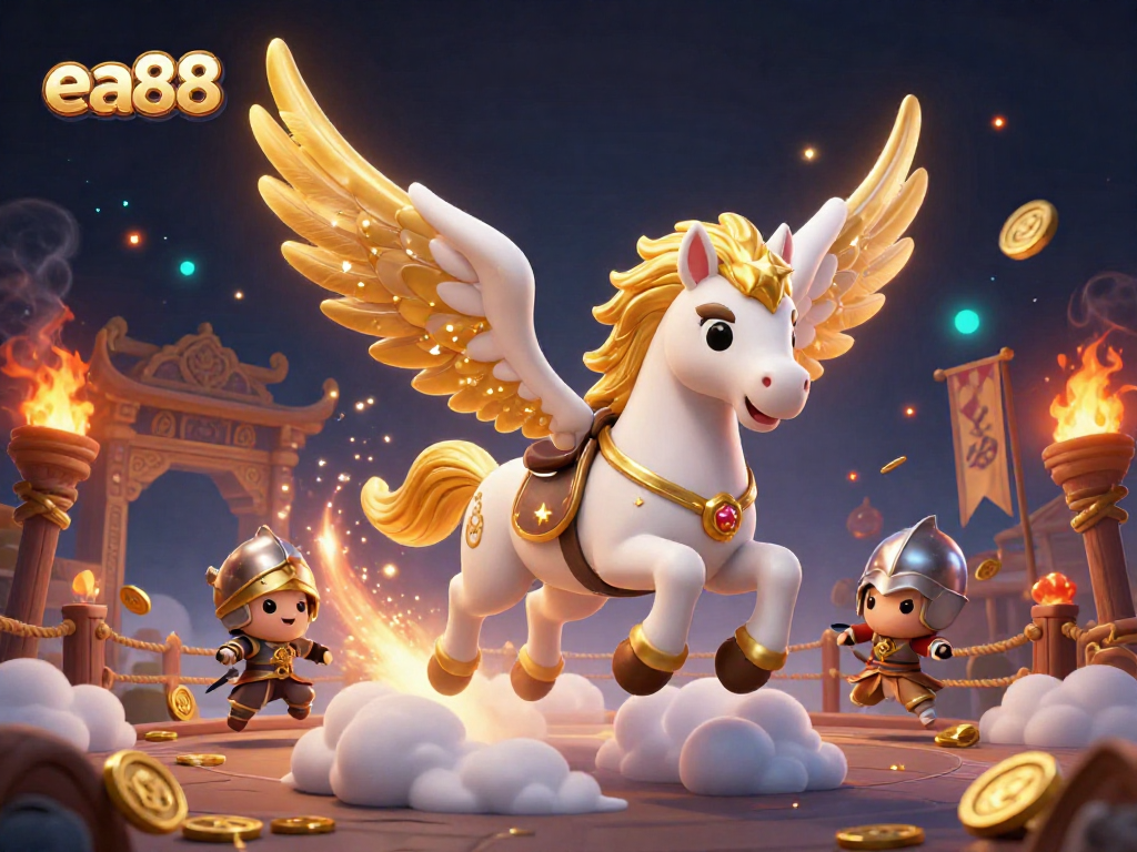 Join the adventure on ea88 as the celestial horse and knight conquer the gambling realm with treasure and excitement.
