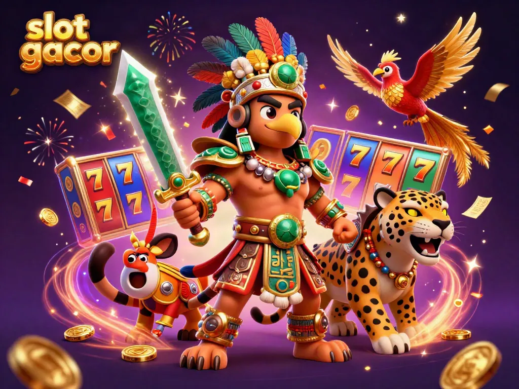 Experience the excitement of slot gacor with vibrant reels and jackpot symbols in a lively 3D illustration.