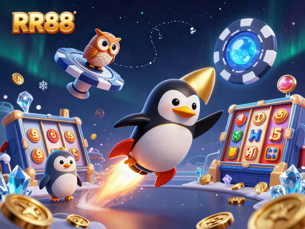 Experience winning excitement with RR88's vibrant 3D casino world showcasing dynamic slot games and golden rewards.