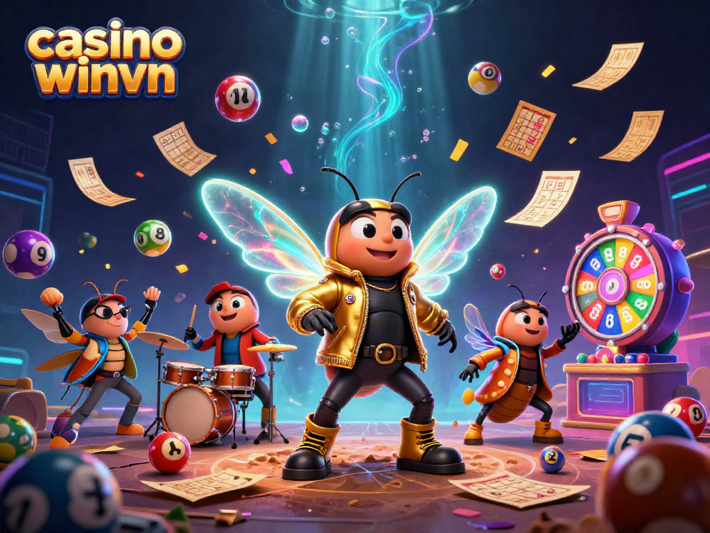 WinVN Casino experience showcasing vibrant lottery elements and cartoon characters in a thrilling jackpot scene