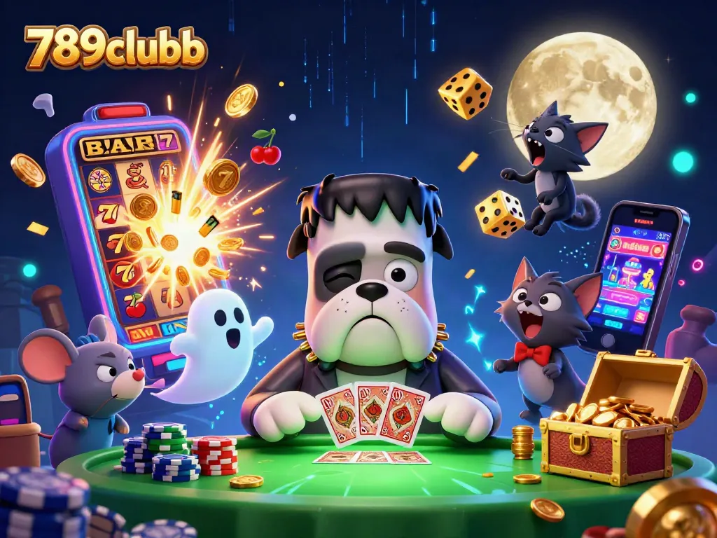 Join the fun at 789clubb with a lively 3D illustration showcasing thrilling casino action and iconic characters.