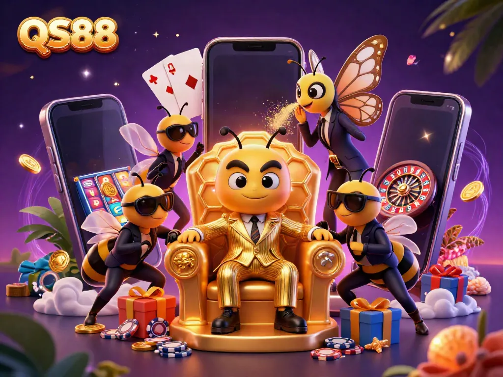 Experience thrilling gameplay at QS88 with dynamic characters, colorful slot games, and immersive casino elements.