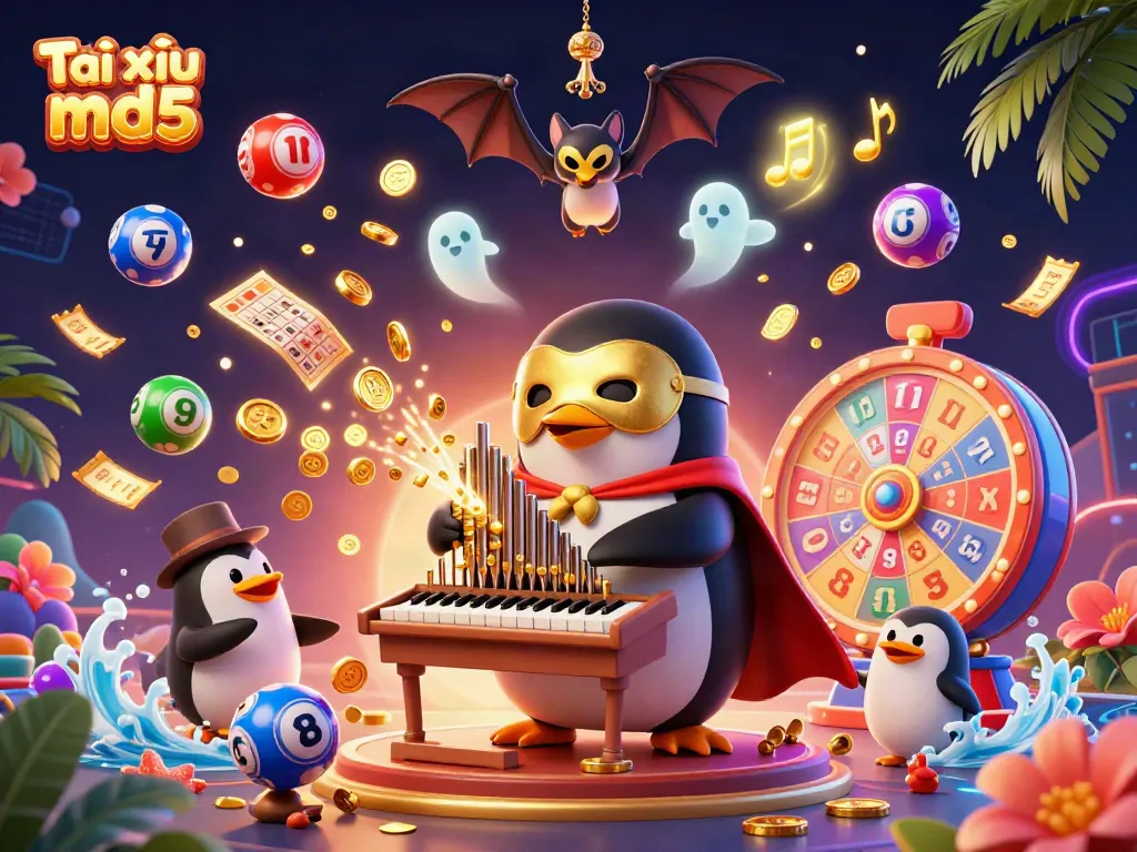 Experience the thrill of Tài xỉu md5 with animated characters and vibrant casino elements.