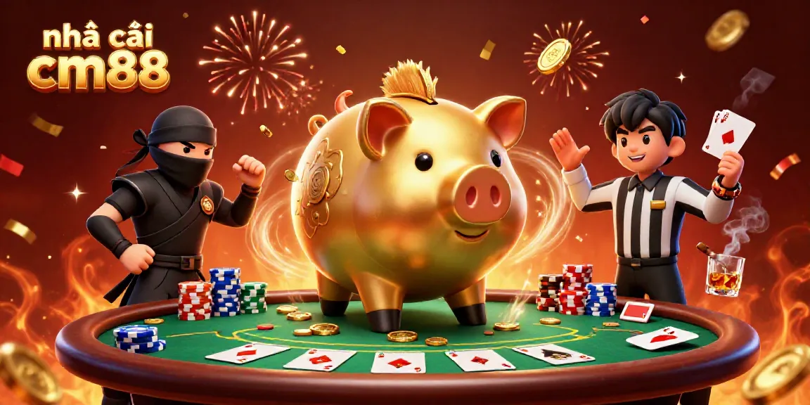 Engage with nhà cái cm88 through this vibrant casino scene featuring animated characters in action.
